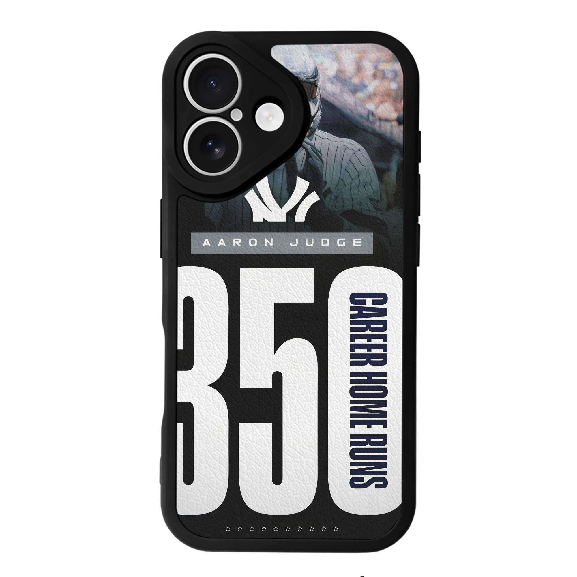 Aaron Judge's 350th Career Home Runs IPhone 16 Silicone Leather Case – UV Print, Lambskin Texture – Perfect Fit, Wireless Charging Compatible, Scratch Resistant, Precise Cutouts – Stylish Protection For IPhone 16